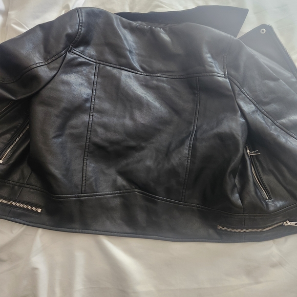 Zara Black Faux Leather Moto Jacket with Silver Hardware - Picture 5 of 5